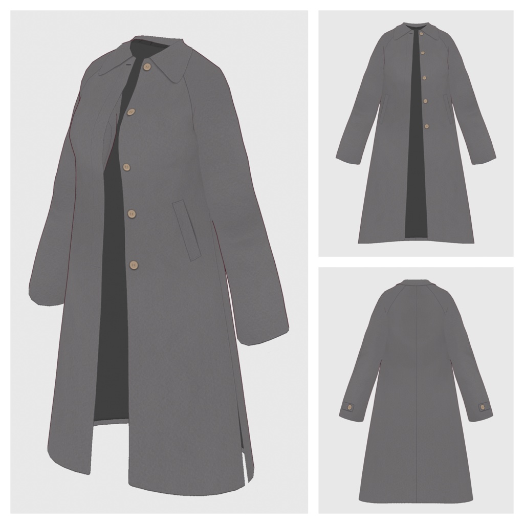 【#VRoid】ウールステンカラーコート【#vroidcustomitem】