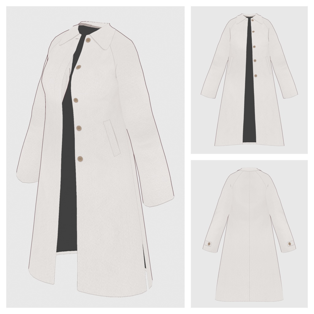 【#VRoid】ウールステンカラーコート【#vroidcustomitem】