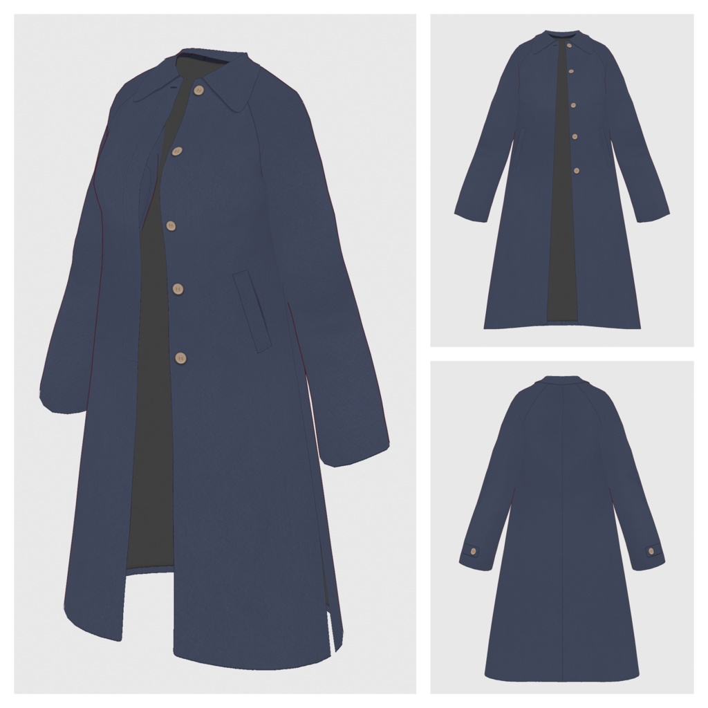 【#VRoid】ウールステンカラーコート【#vroidcustomitem】