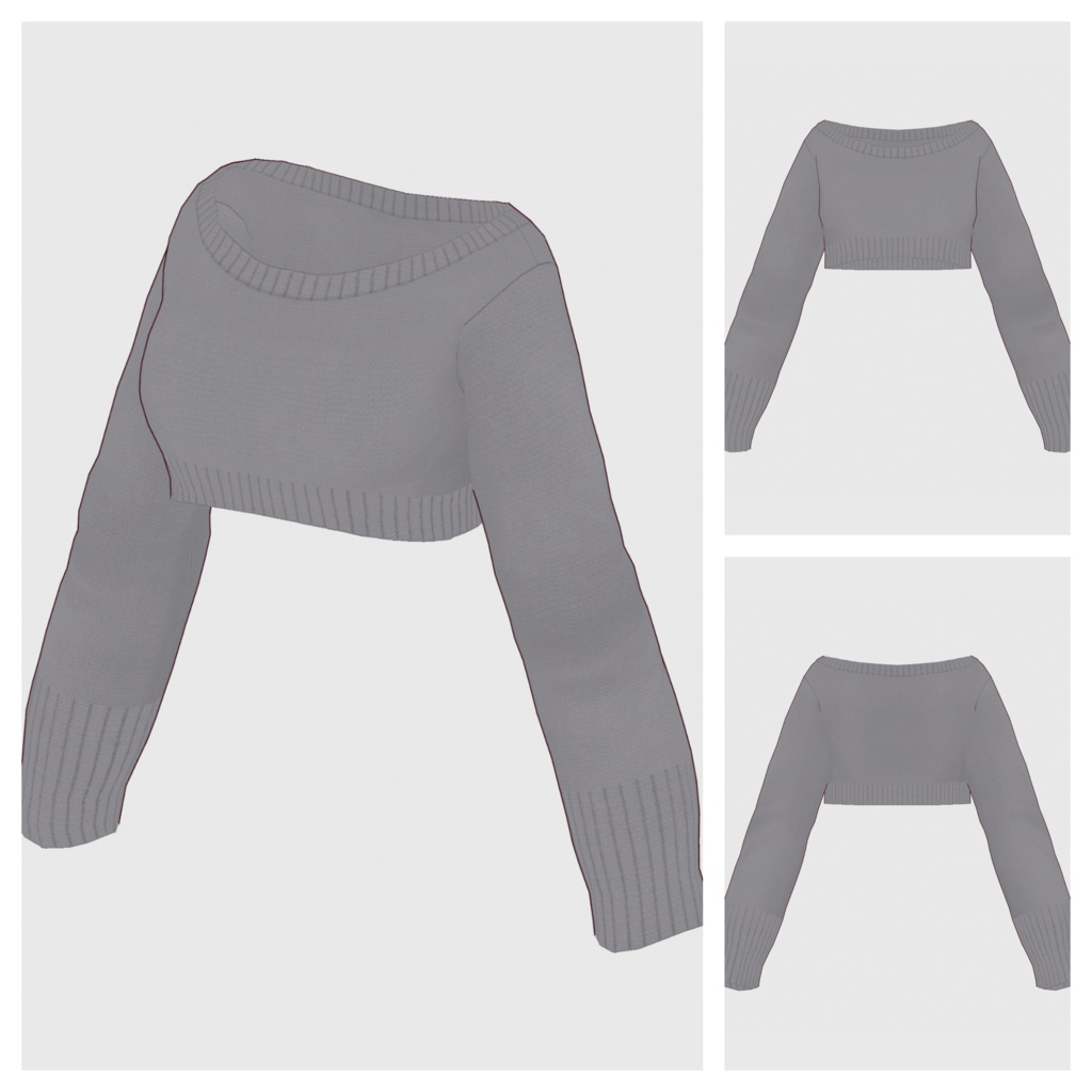 【#VRoid】ボートネッククロップドニット【#vroidcustomitem】