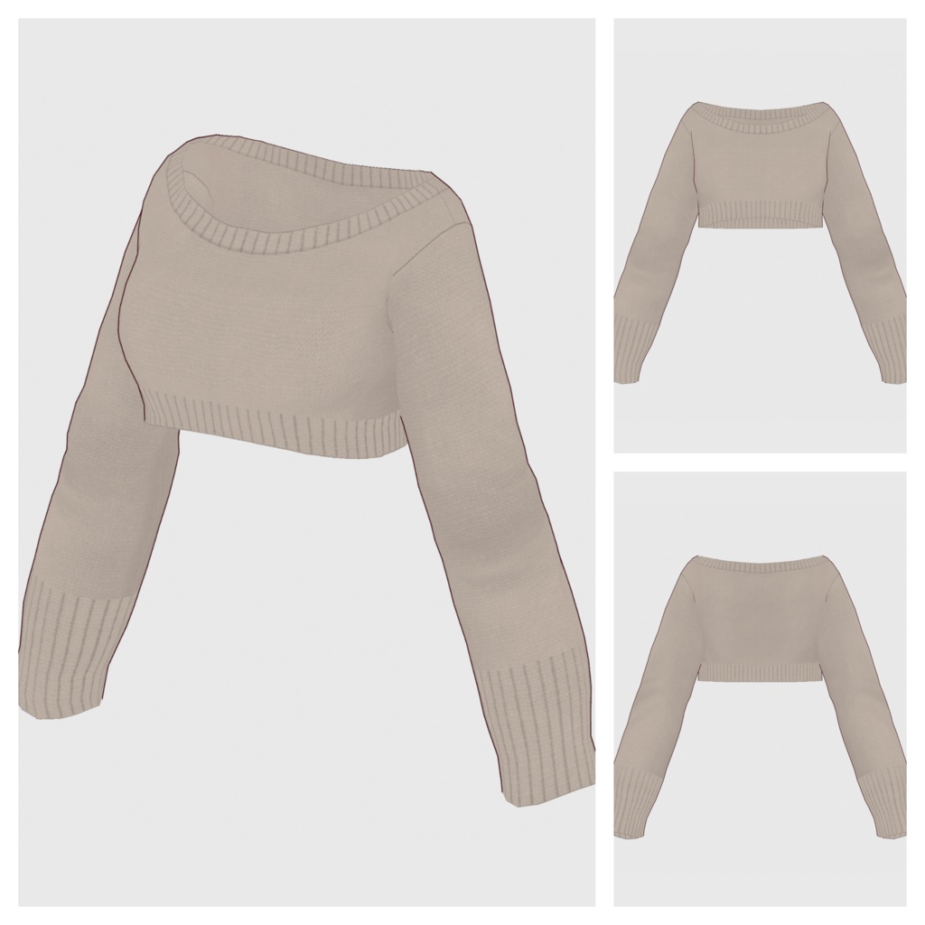 【#VRoid】ボートネッククロップドニット【#vroidcustomitem】