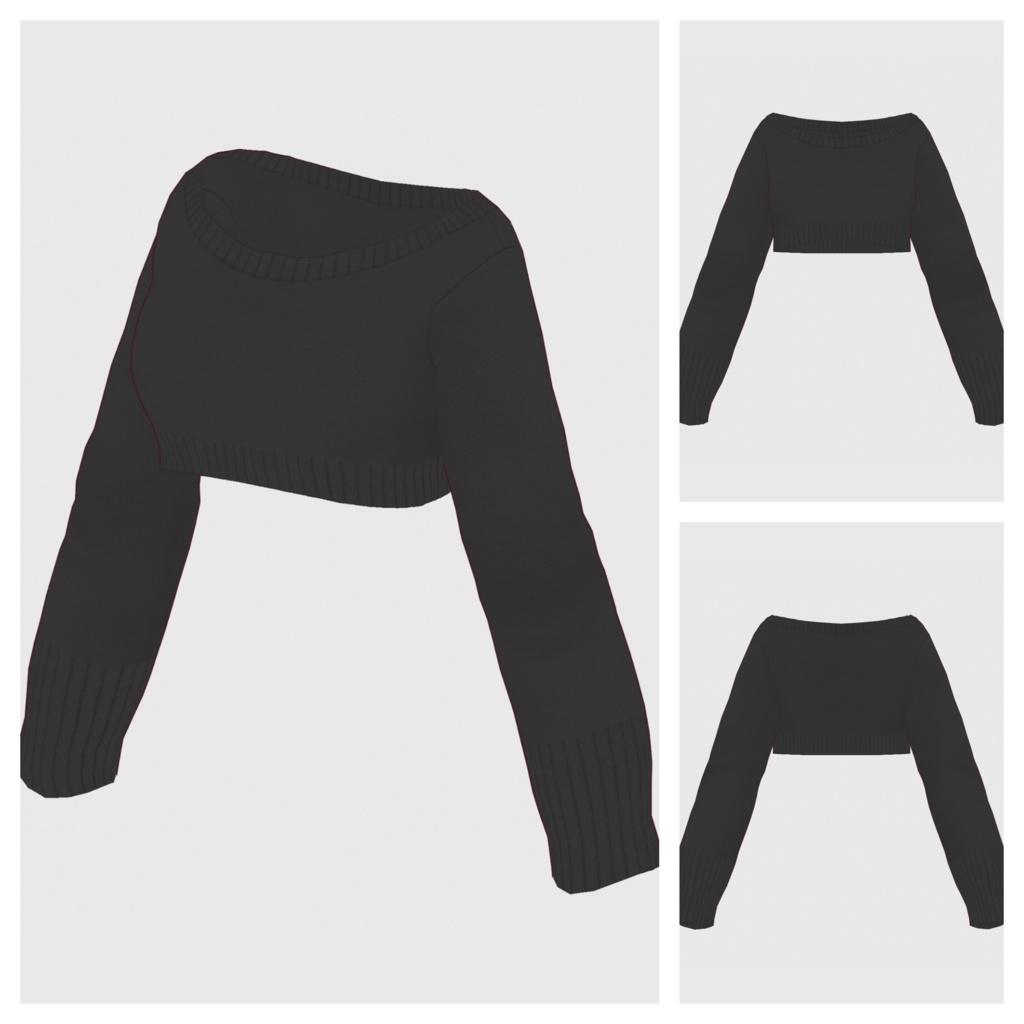 【#VRoid】ボートネッククロップドニット【#vroidcustomitem】