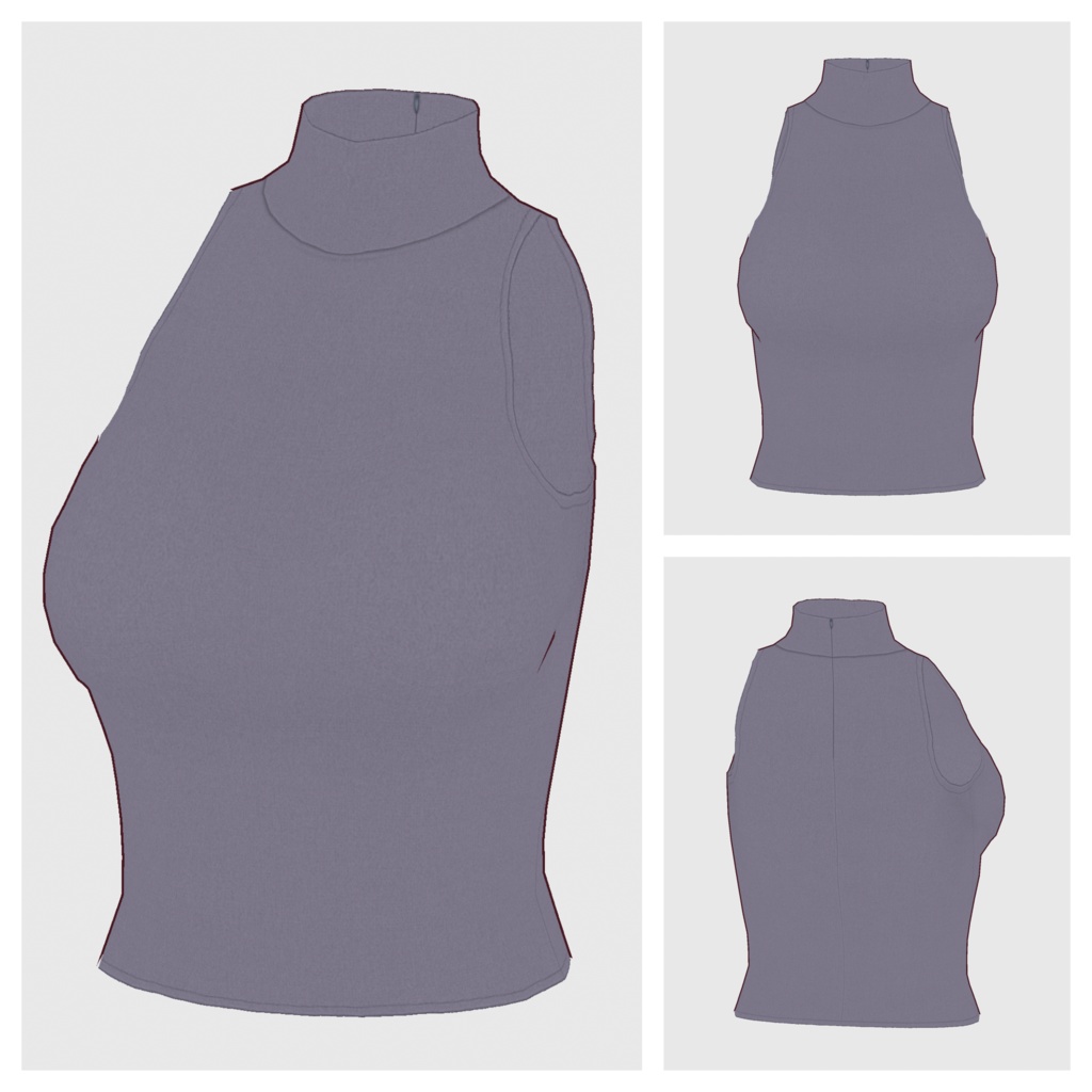 【#VRoid】ノースリーブハイネックトップス【#vroidcustomitem】