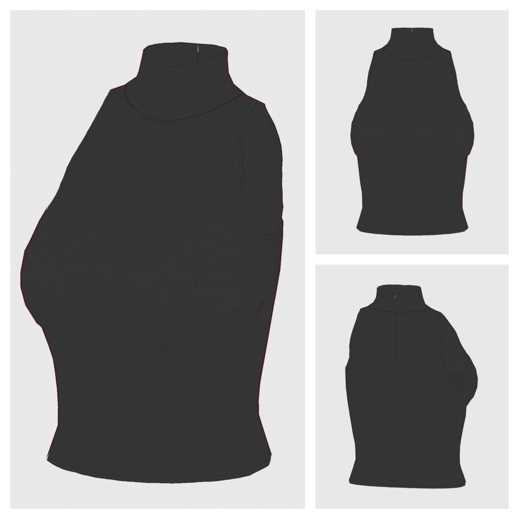 【#VRoid】ノースリーブハイネックトップス【#vroidcustomitem】