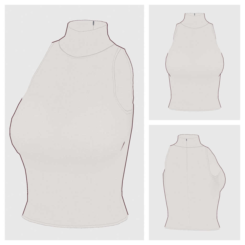 【#VRoid】ノースリーブハイネックトップス【#vroidcustomitem】