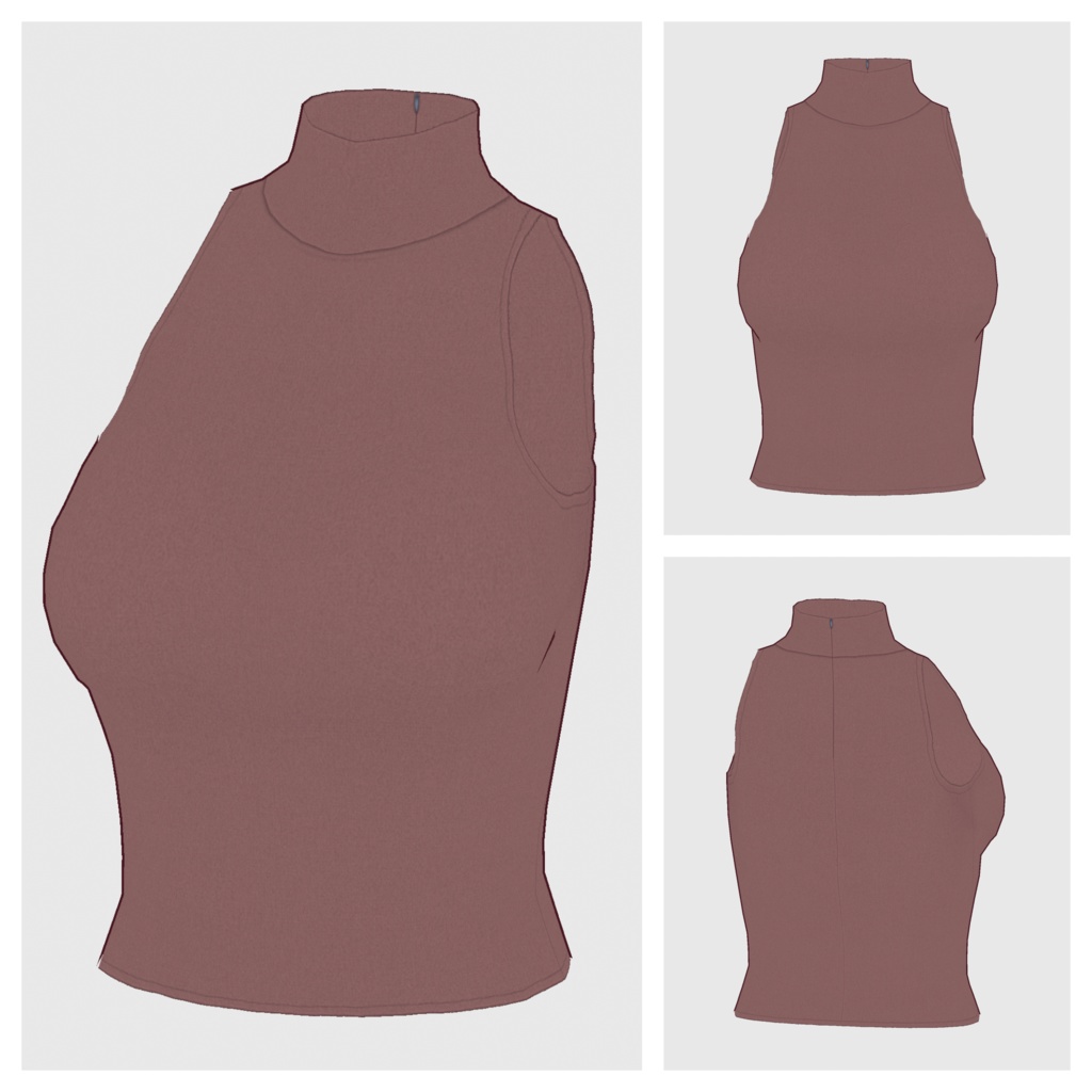 【#VRoid】ノースリーブハイネックトップス【#vroidcustomitem】