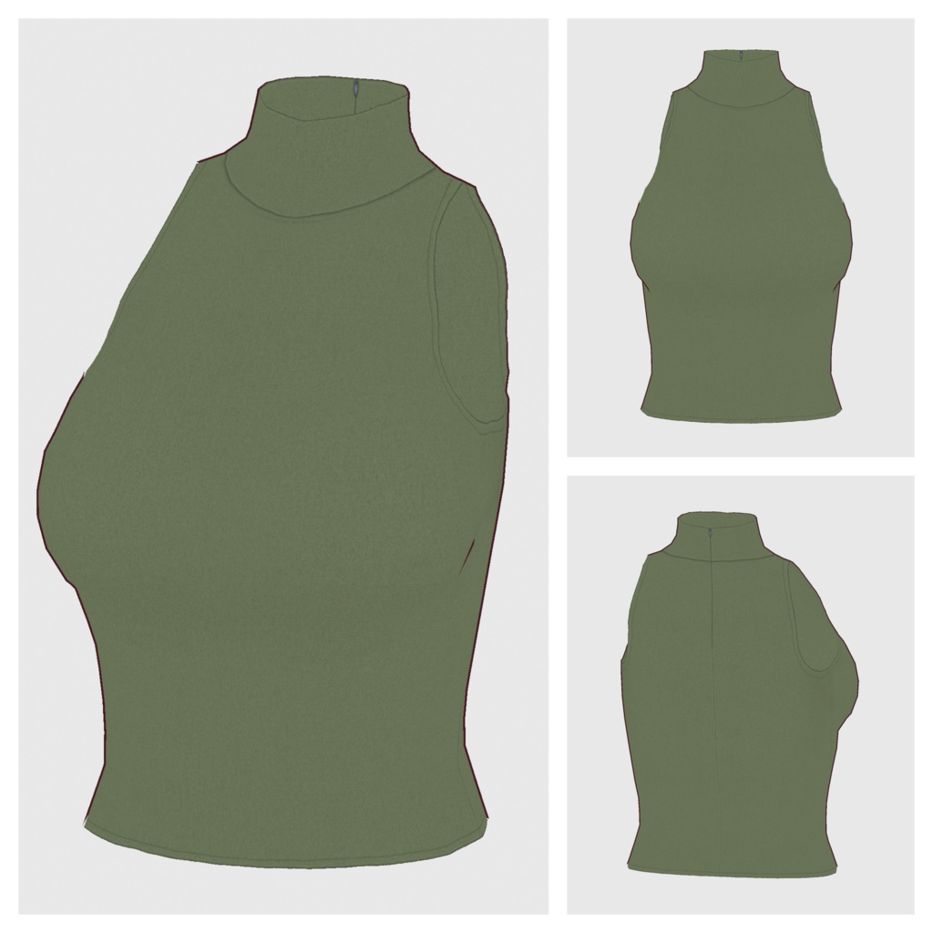 【#VRoid】ノースリーブハイネックトップス【#vroidcustomitem】