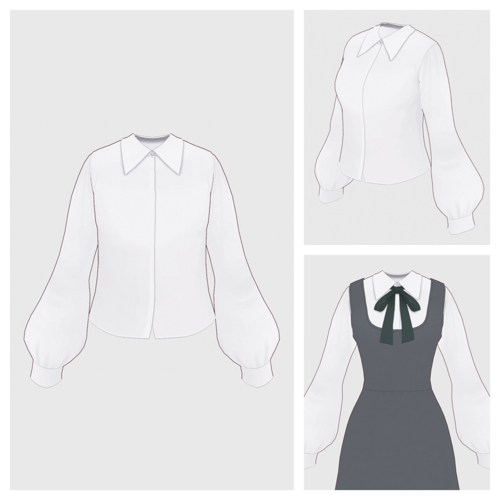 【#VRoid】ビスチェワンピース / ショルダーギャザーブラウス【#vroidcustomitem】