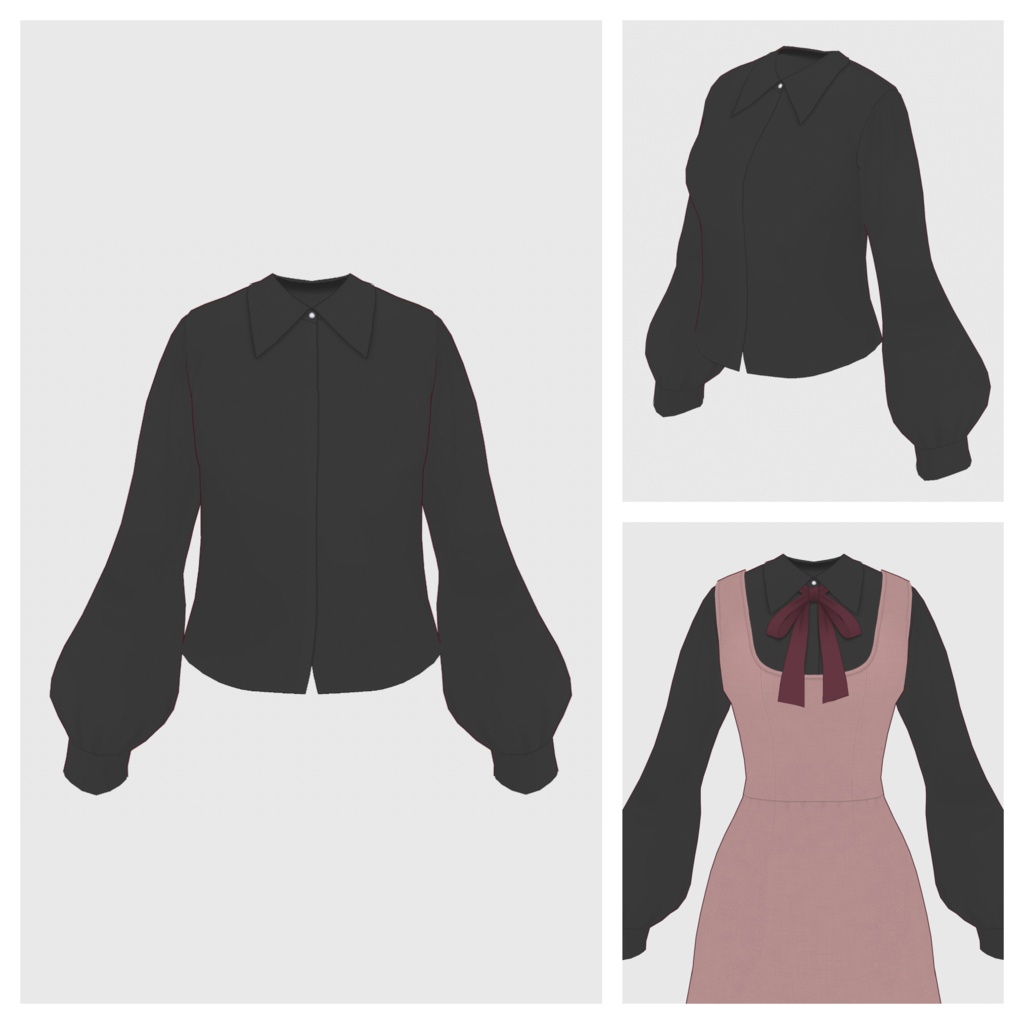 【#VRoid】ビスチェワンピース / ショルダーギャザーブラウス【#vroidcustomitem】