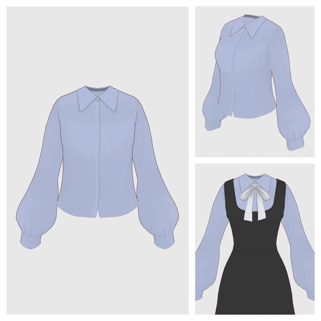 【#VRoid】ビスチェワンピース / ショルダーギャザーブラウス【#vroidcustomitem】