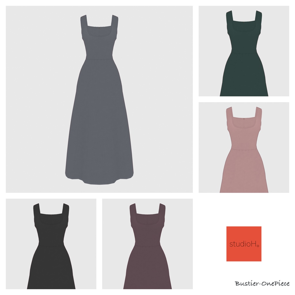 【#VRoid】ビスチェワンピース / ショルダーギャザーブラウス【#vroidcustomitem】