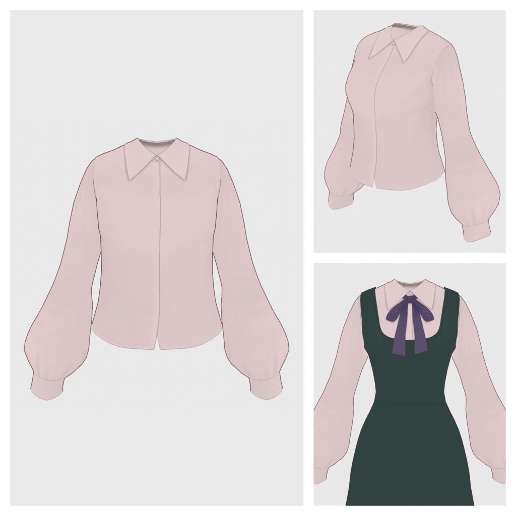 【#VRoid】ビスチェワンピース / ショルダーギャザーブラウス【#vroidcustomitem】