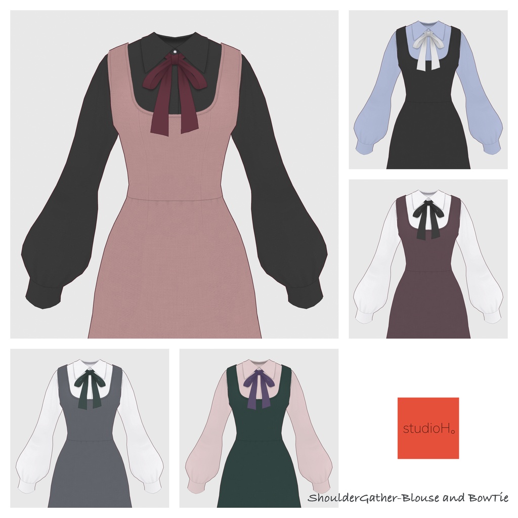 【#VRoid】ビスチェワンピース / ショルダーギャザーブラウス【#vroidcustomitem】