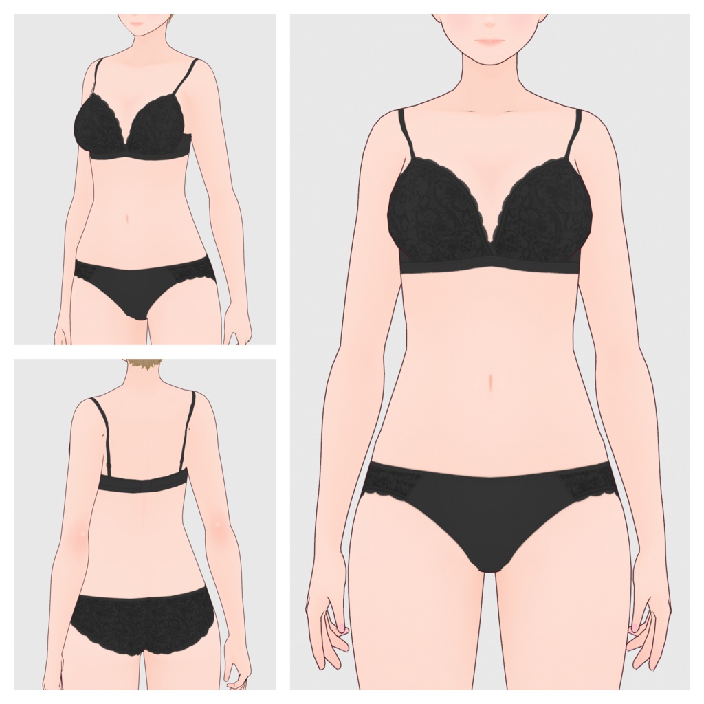 【#VRoid】レースショーツ&ブラ【#vroidcustomitem】