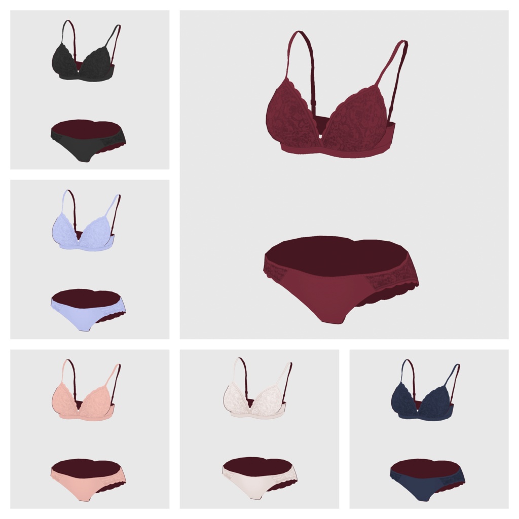 【#VRoid】レースショーツ&ブラ【#vroidcustomitem】