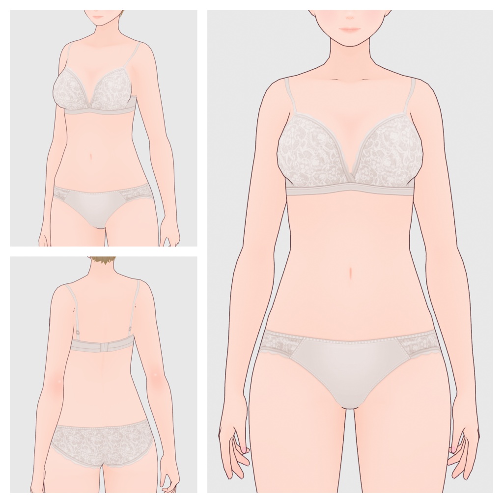 【#VRoid】レースショーツ&ブラ【#vroidcustomitem】