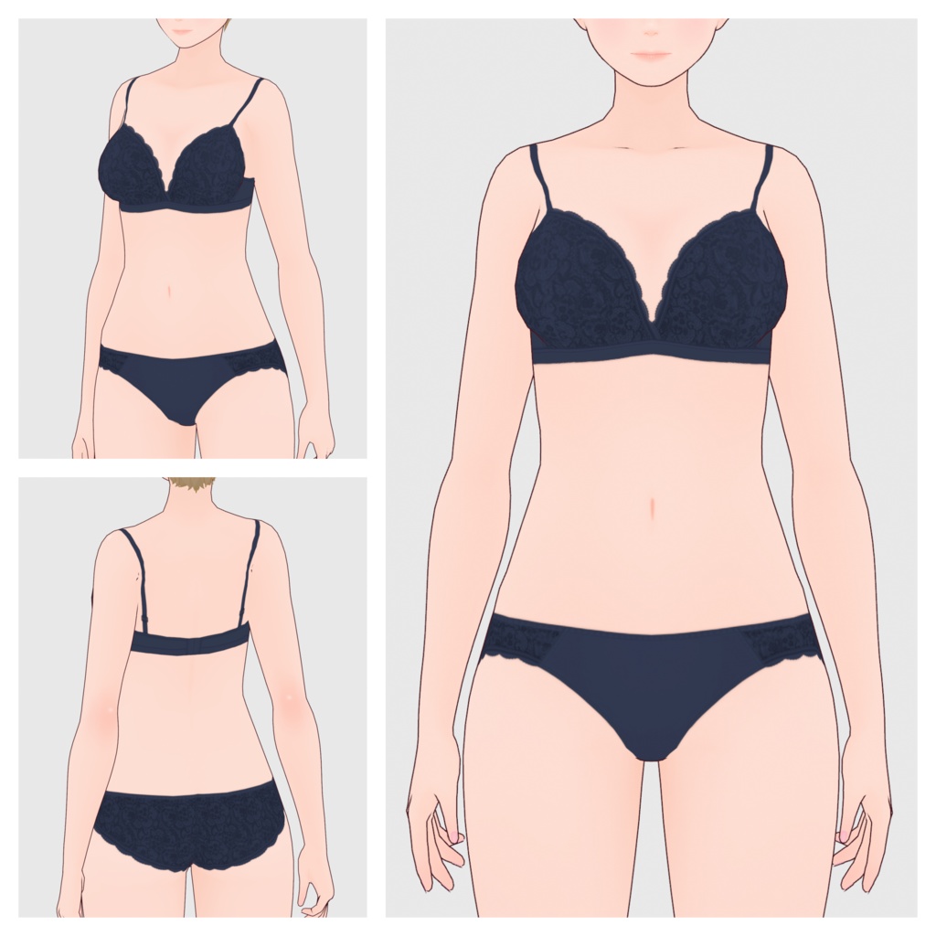 【#VRoid】レースショーツ&ブラ【#vroidcustomitem】