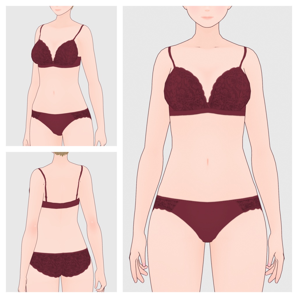 【#VRoid】レースショーツ&ブラ【#vroidcustomitem】