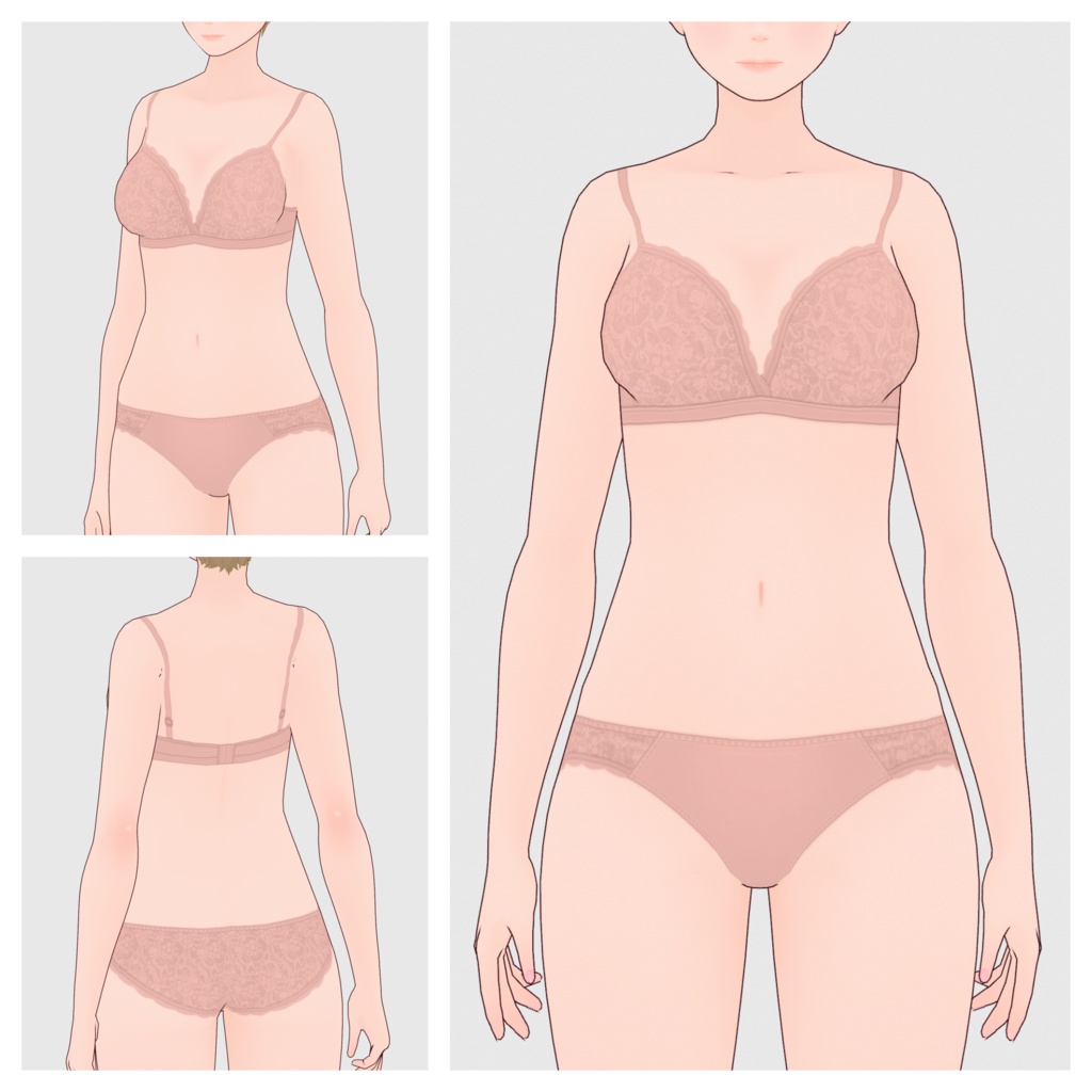 【#VRoid】レースショーツ&ブラ【#vroidcustomitem】