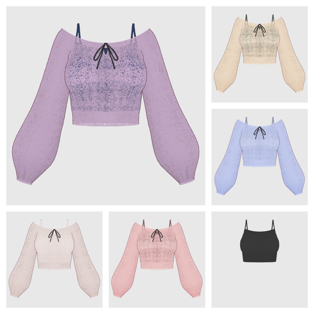 【#VRoid】クロップドキャミソール&シフォントップス【#vroidcustomitem】