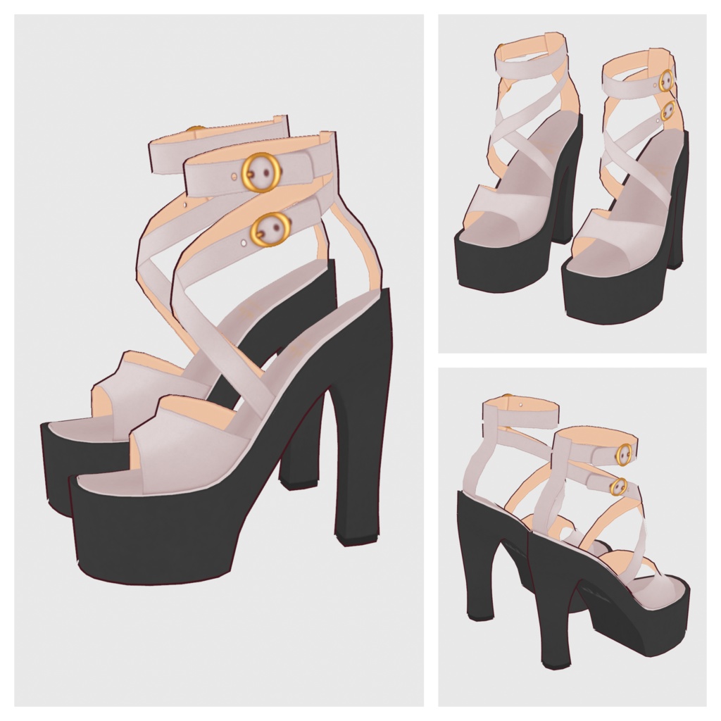 【#VRoid】チャンキーヒールサンダル【#vroidcustomitem】