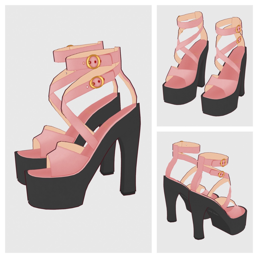 【#VRoid】チャンキーヒールサンダル【#vroidcustomitem】