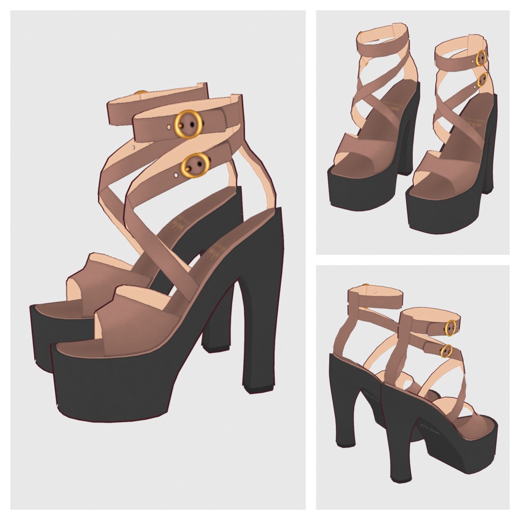 【#VRoid】チャンキーヒールサンダル【#vroidcustomitem】