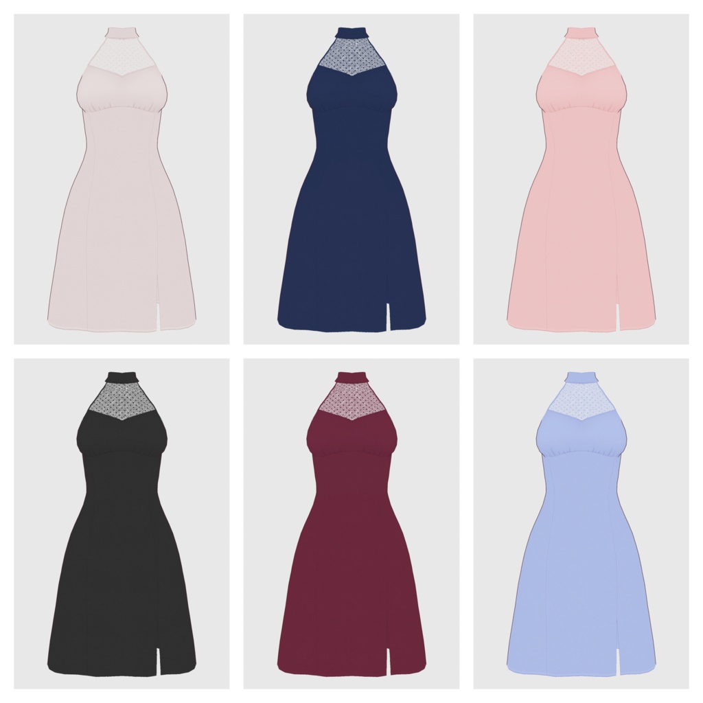 【#VRoid】ホルターネックドレス【#vroidcustomitem】