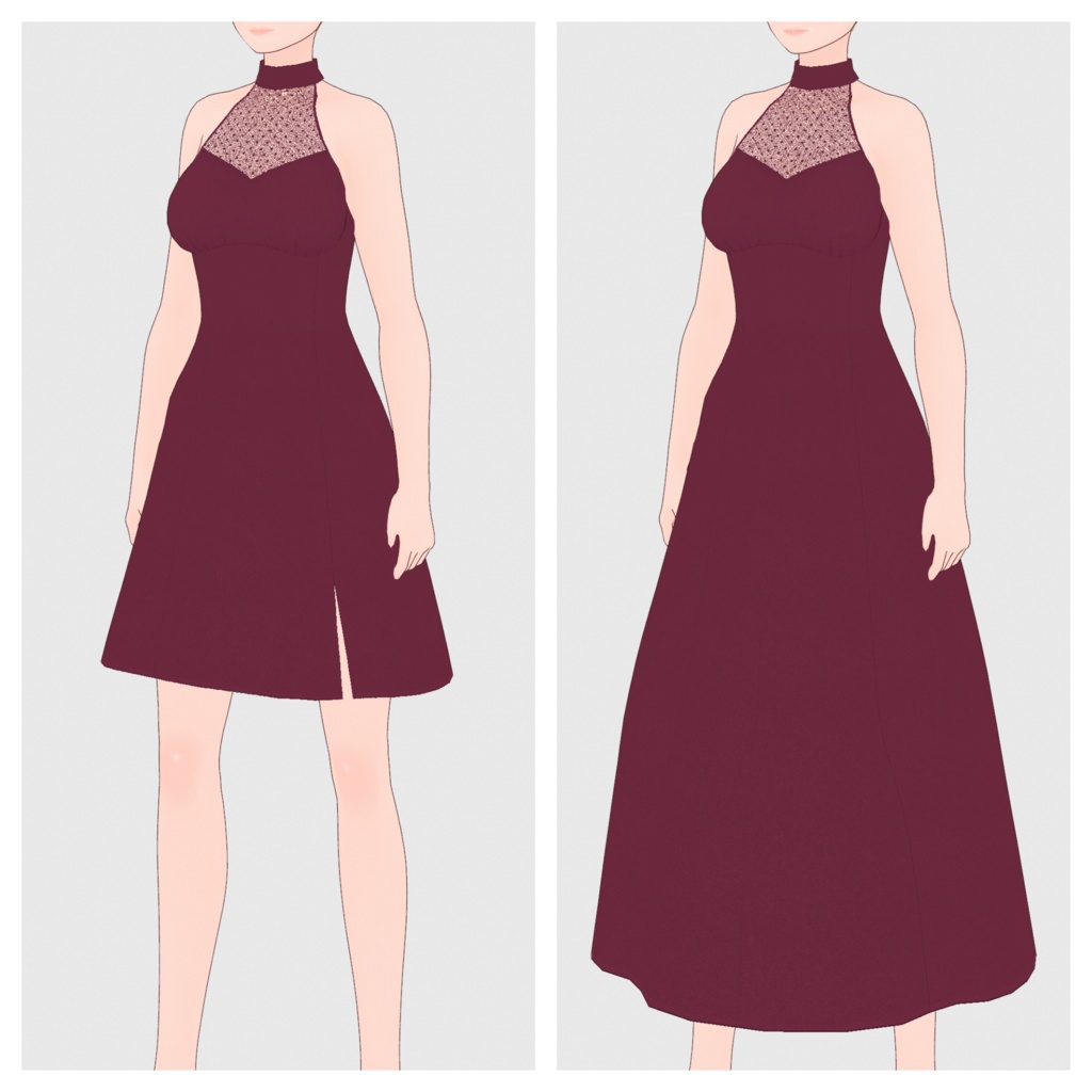 【#VRoid】ホルターネックドレス【#vroidcustomitem】