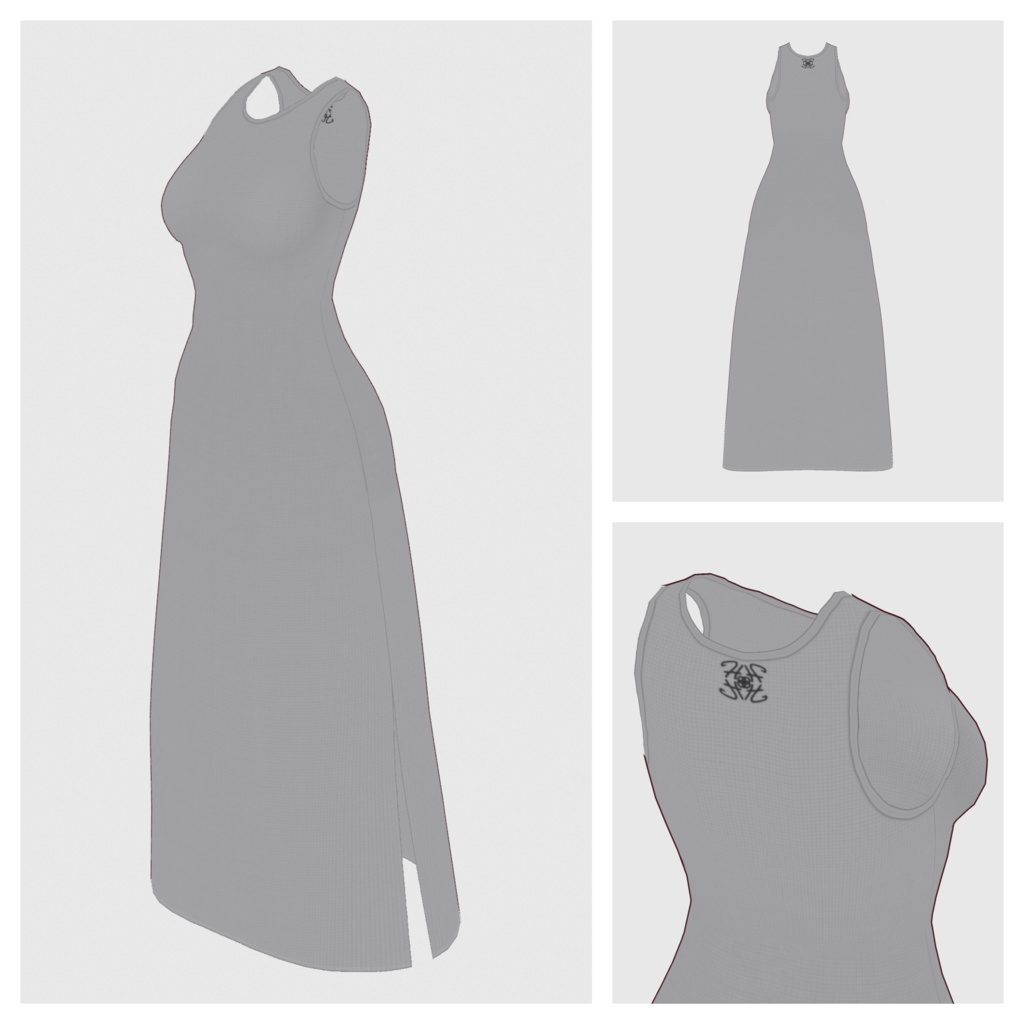 【#VRoid】ノースリーブワンピース【#vroidcustomitem】