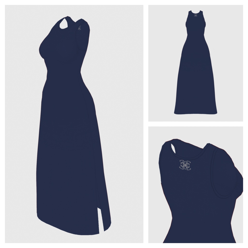 【#VRoid】ノースリーブワンピース【#vroidcustomitem】