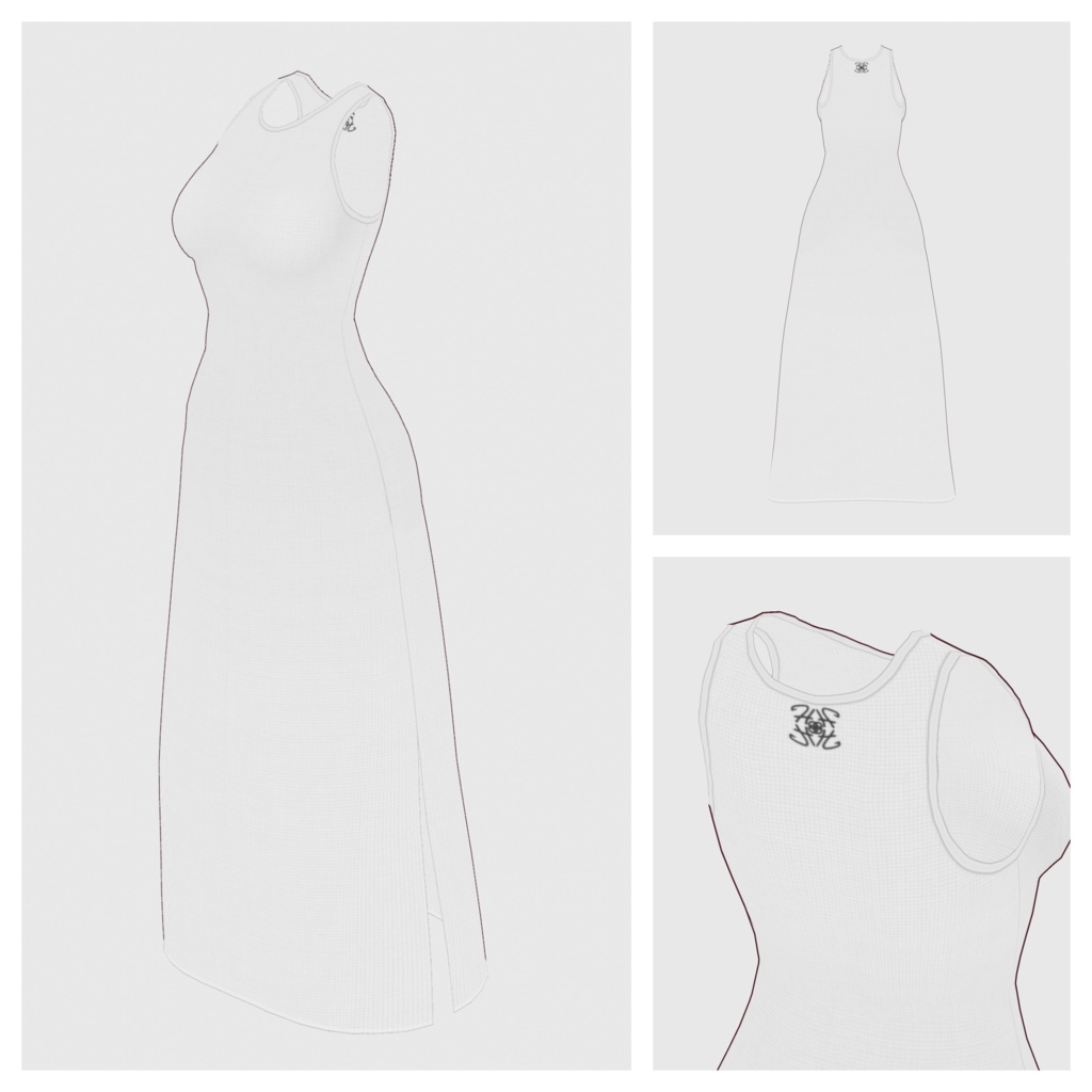 【#VRoid】ノースリーブワンピース【#vroidcustomitem】