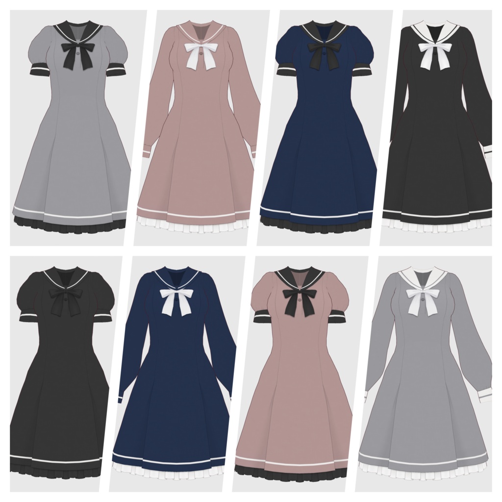 【#VRoid】セーラーワンピース【#vroidcustomitem】
