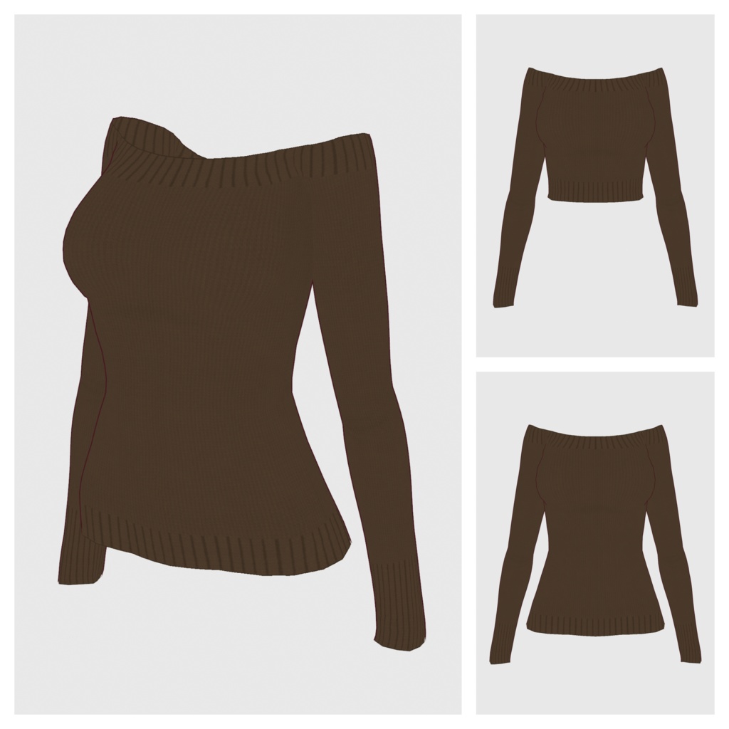 【#VRoid】オフショルダーニットトップス(リニューアル版)【#vroidcustomitem】