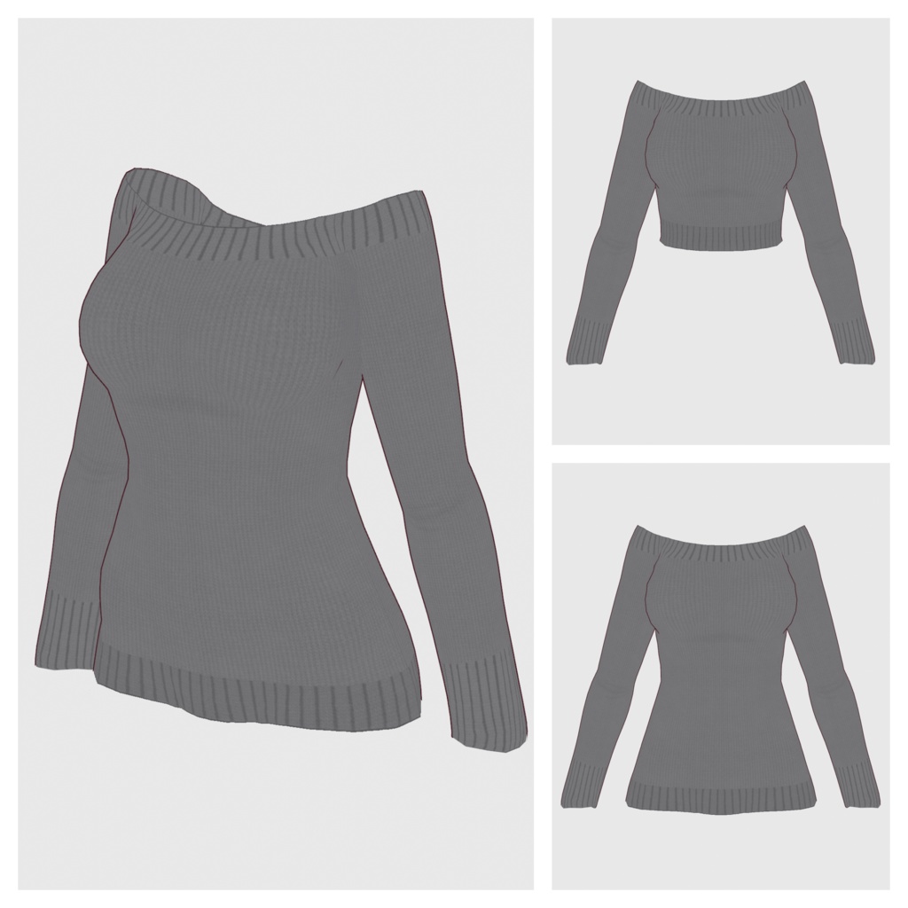 【#VRoid】オフショルダーニットトップス【#vroidcustomitem】