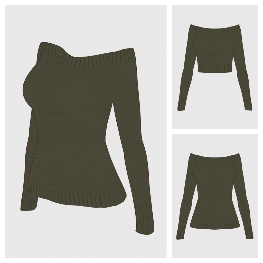 【#VRoid】オフショルダーニットトップス(リニューアル版)【#vroidcustomitem】