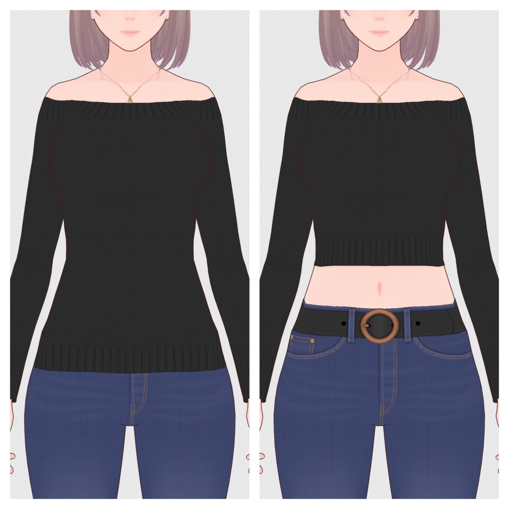 【#VRoid】オフショルダーニットトップス(リニューアル版)【#vroidcustomitem】