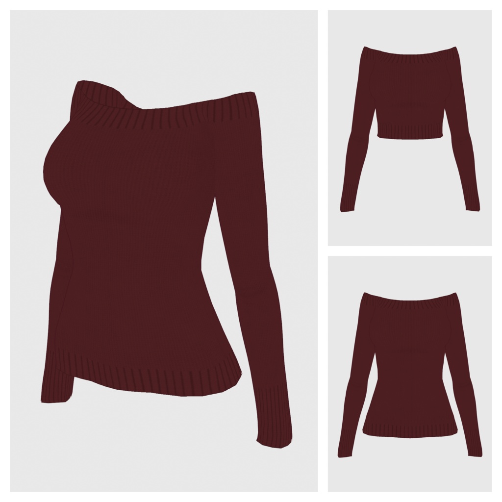 【#VRoid】オフショルダーニットトップス(リニューアル版)【#vroidcustomitem】