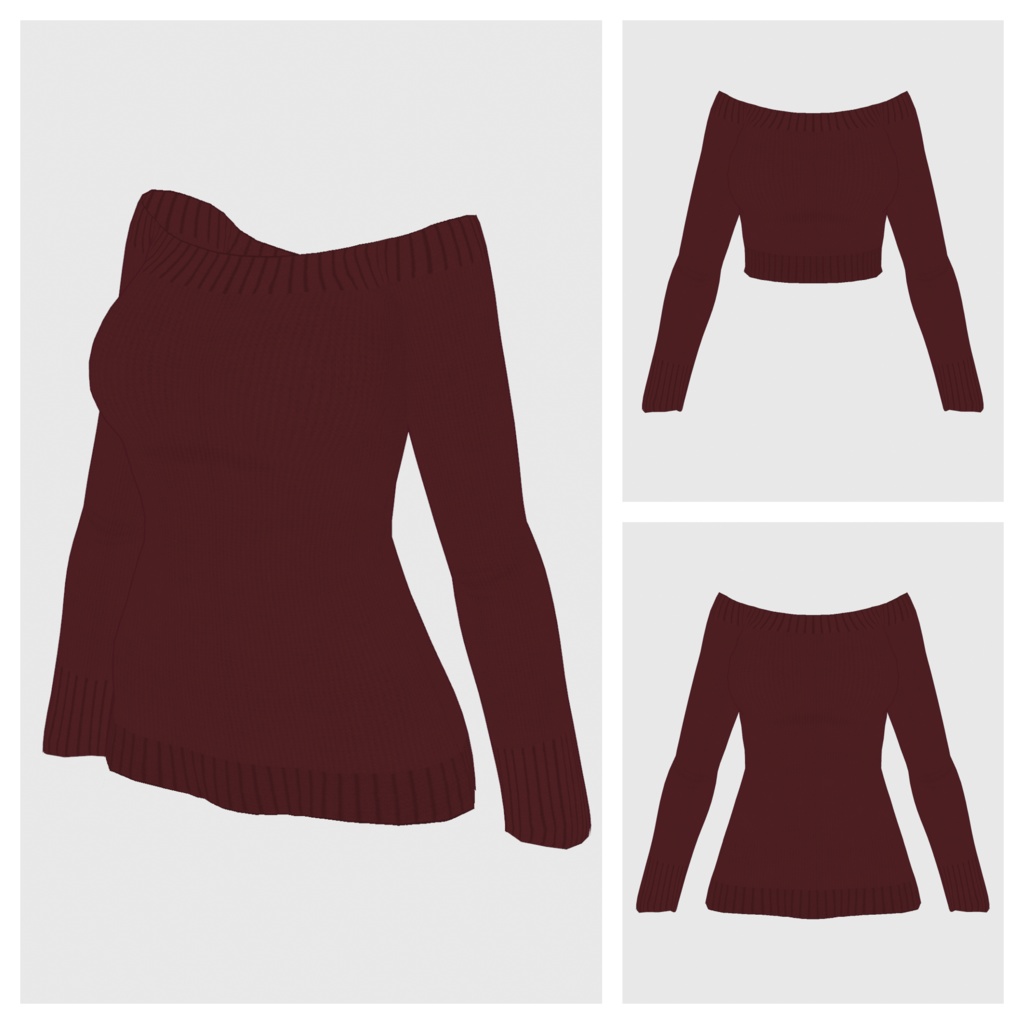 【#VRoid】オフショルダーニットトップス【#vroidcustomitem】