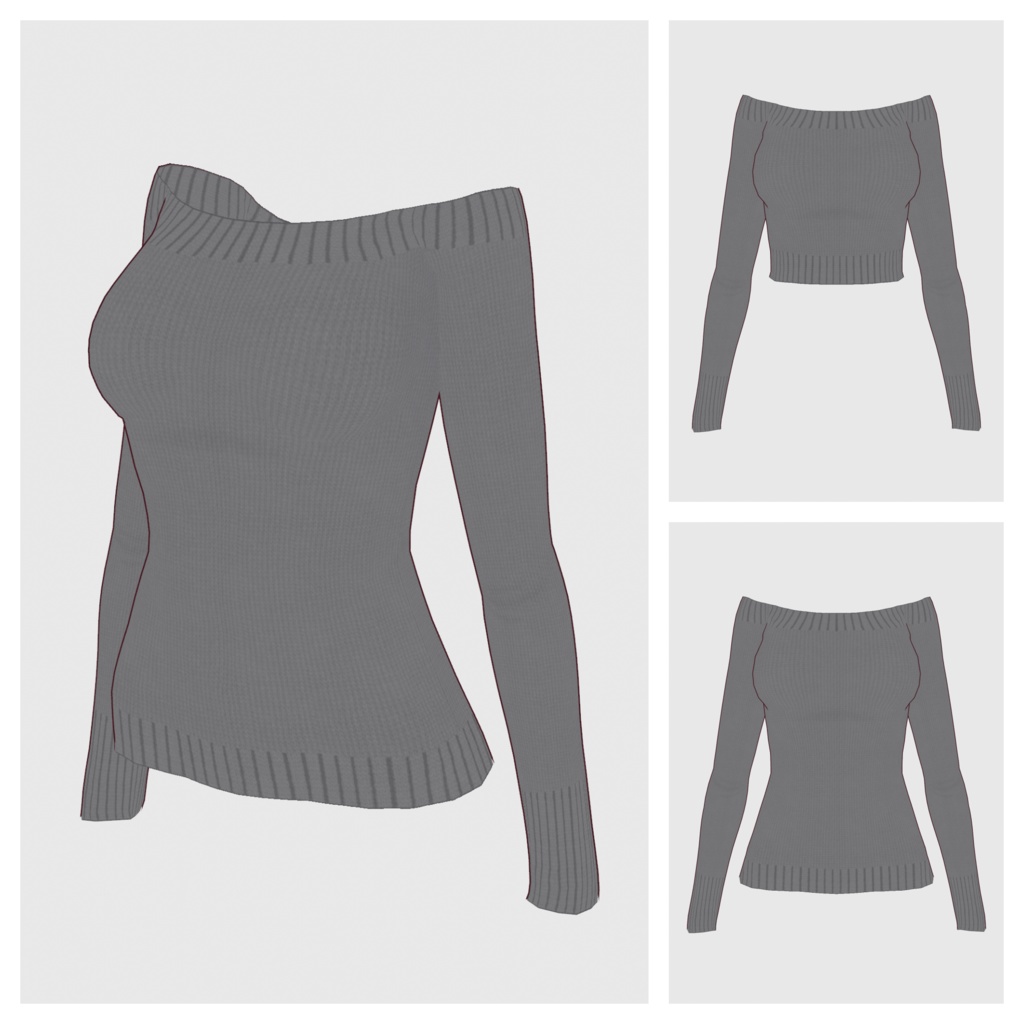 【#VRoid】オフショルダーニットトップス(リニューアル版)【#vroidcustomitem】