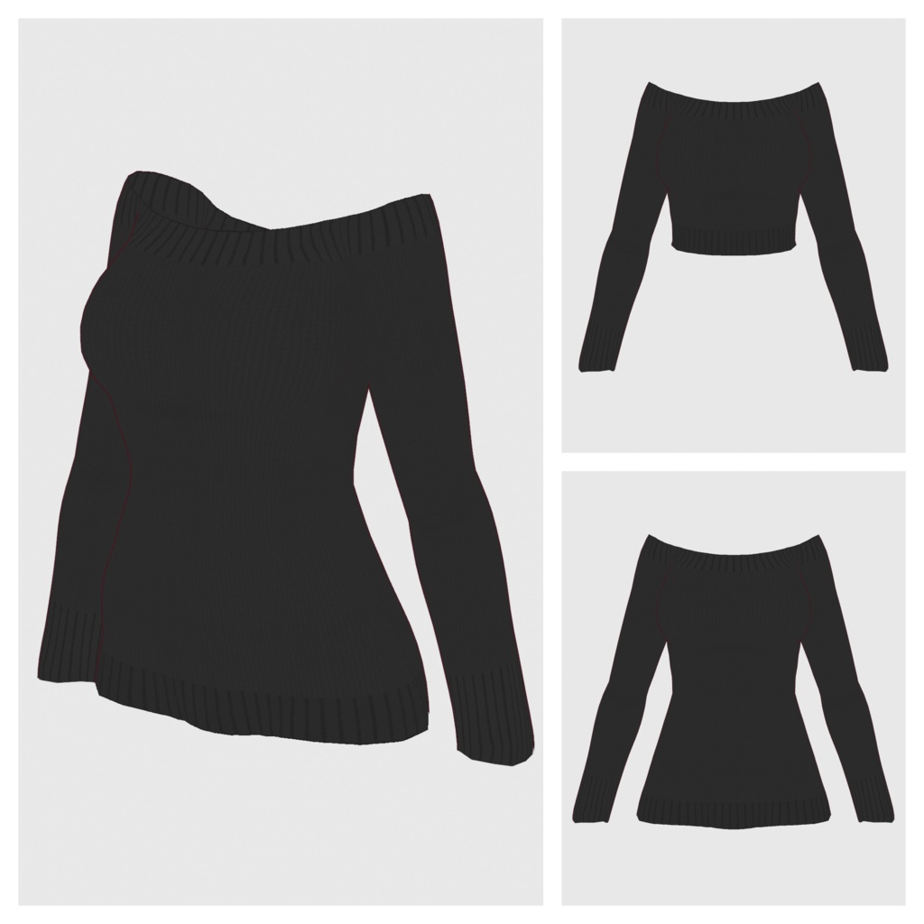 【#VRoid】オフショルダーニットトップス【#vroidcustomitem】