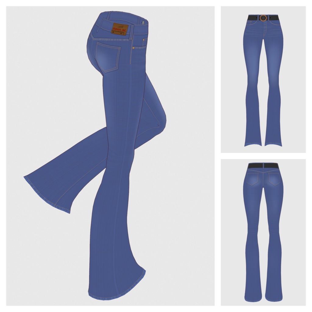 【#VRoid】フレアデニムパンツ【#vroidcustomitem】