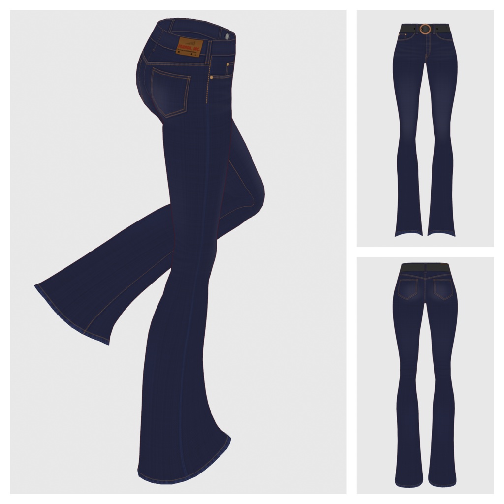 【#VRoid】フレアデニムパンツ【#vroidcustomitem】