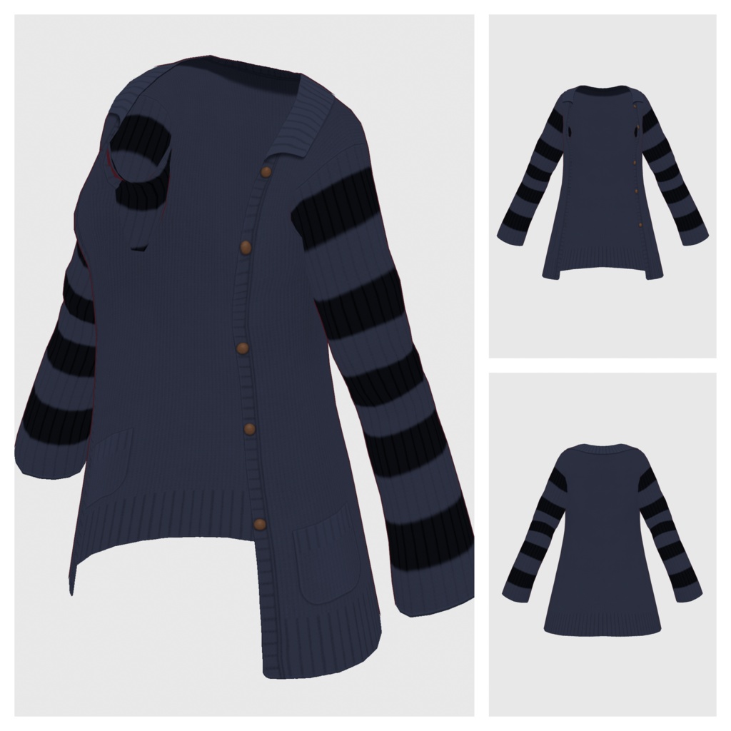 【#VRoid】襟付きロングカーディガン【#vroidcustomitem】