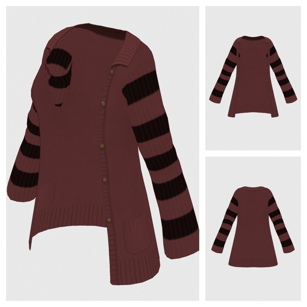 【#VRoid】襟付きロングカーディガン【#vroidcustomitem】