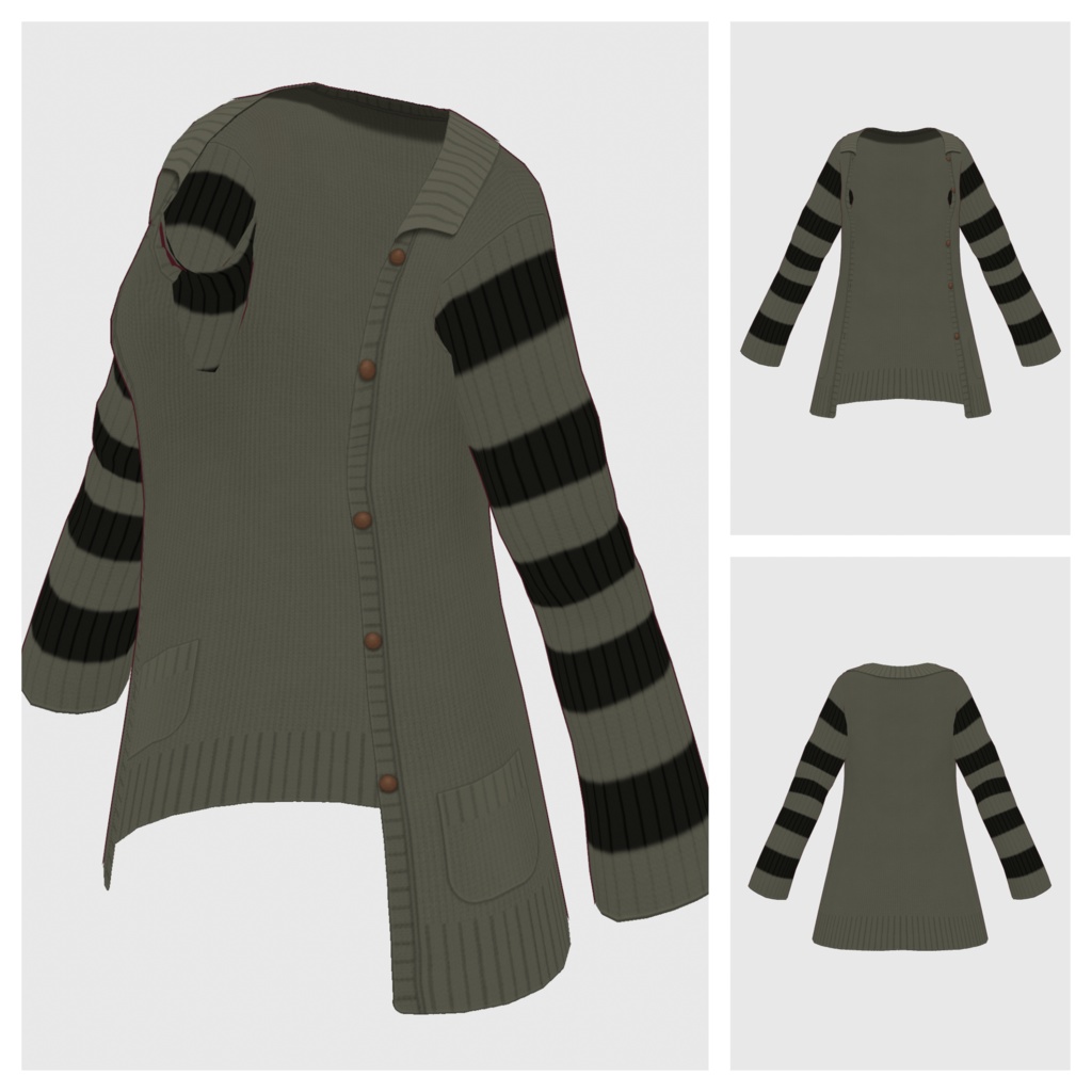 【#VRoid】襟付きロングカーディガン【#vroidcustomitem】