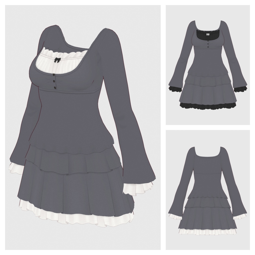 【#VRoid】レイヤードワンピース【#vroidcustomitem】