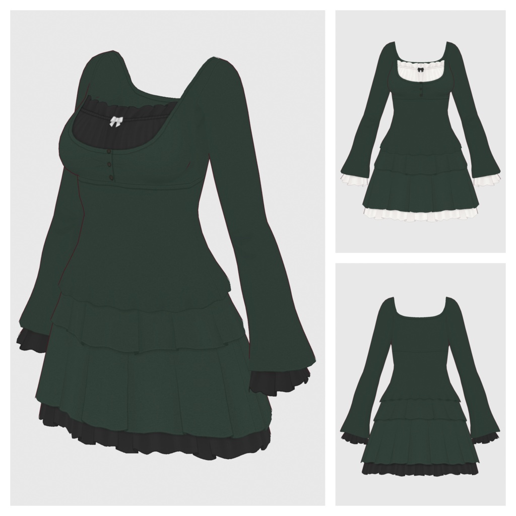 【#VRoid】レイヤードワンピース【#vroidcustomitem】