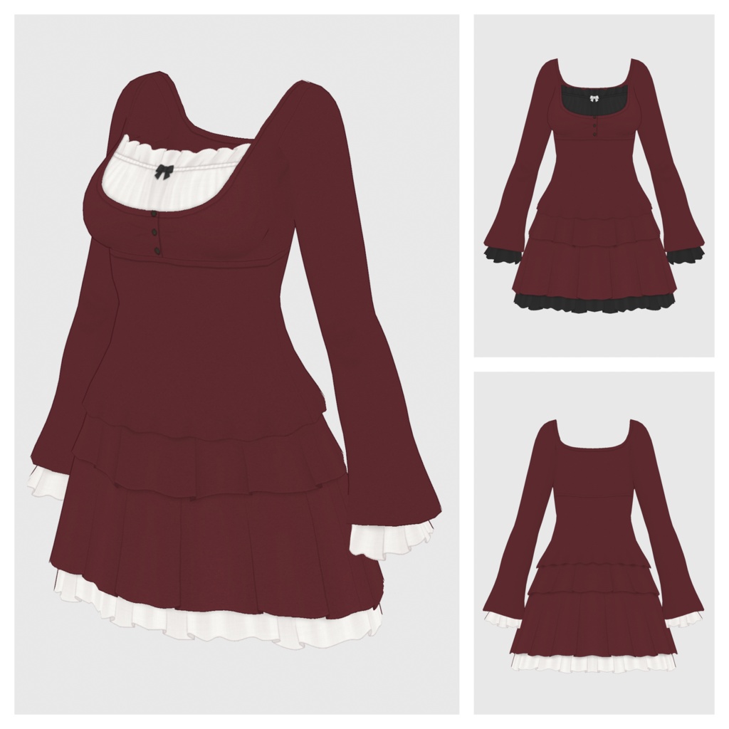 【#VRoid】レイヤードワンピース【#vroidcustomitem】