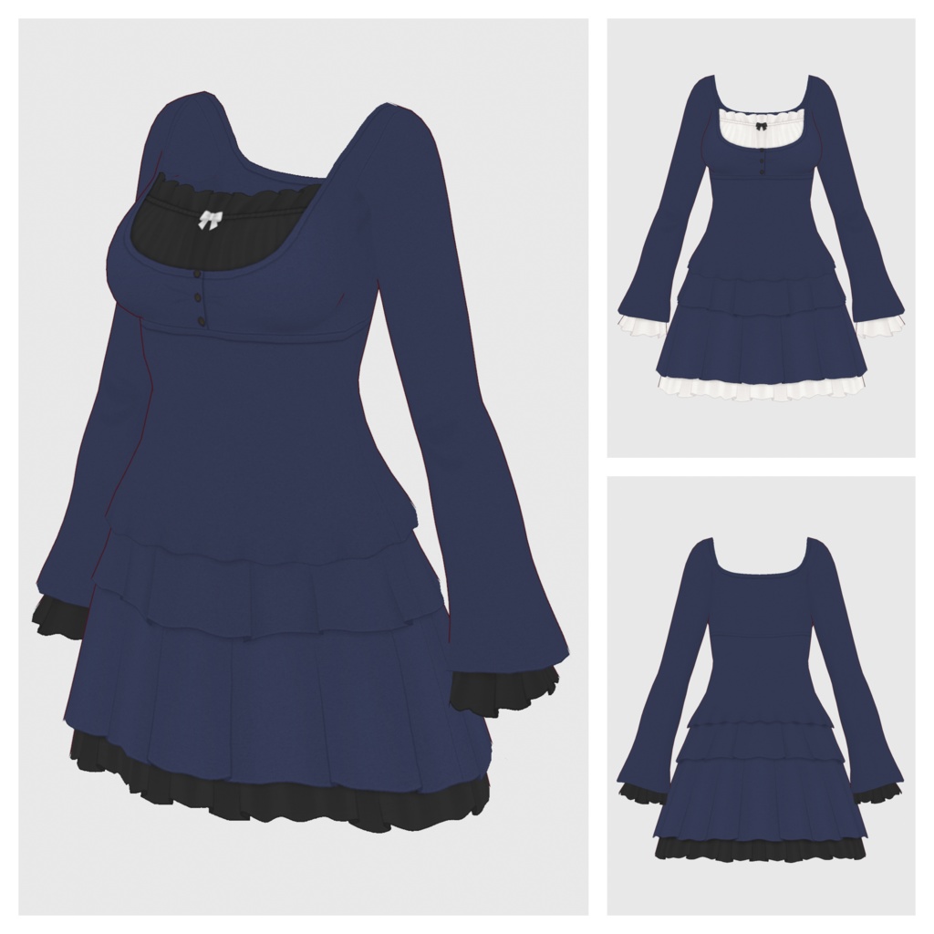 【#VRoid】レイヤードワンピース【#vroidcustomitem】